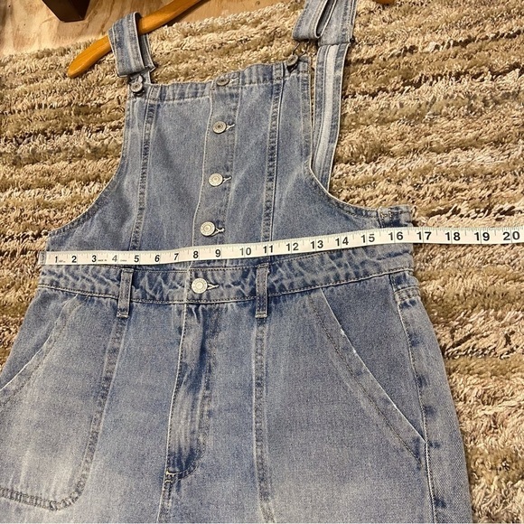 NWT Arizona Jean Co Large Bib Overalls Distressed Flared Frayed Hem - Picture 9 of 11